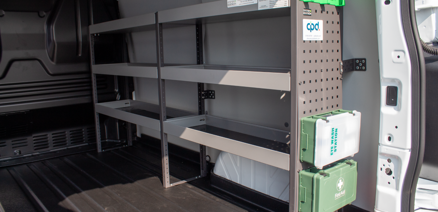 8 Header Racking Screen Custom Racking Panel Van Built for Everyday Trade Efficiency